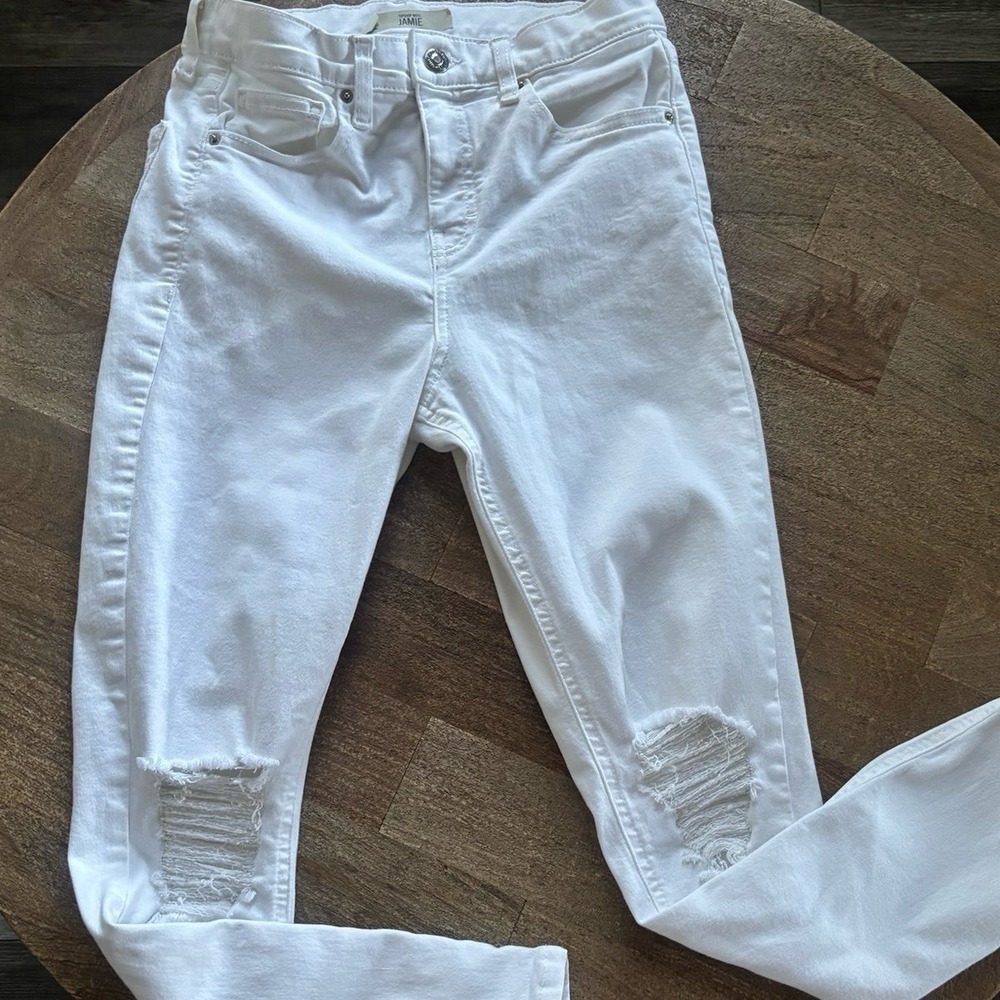 TopShop Moto Jamie White  Distressed Skinny Jeans S 28x30‎